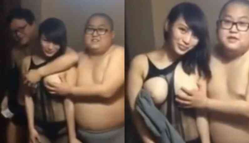 賭輸用摸奶抵債!大奶嫩模輸到脫褲!渾圓美胸任人摸還拍下影片:也讓我摸摸
