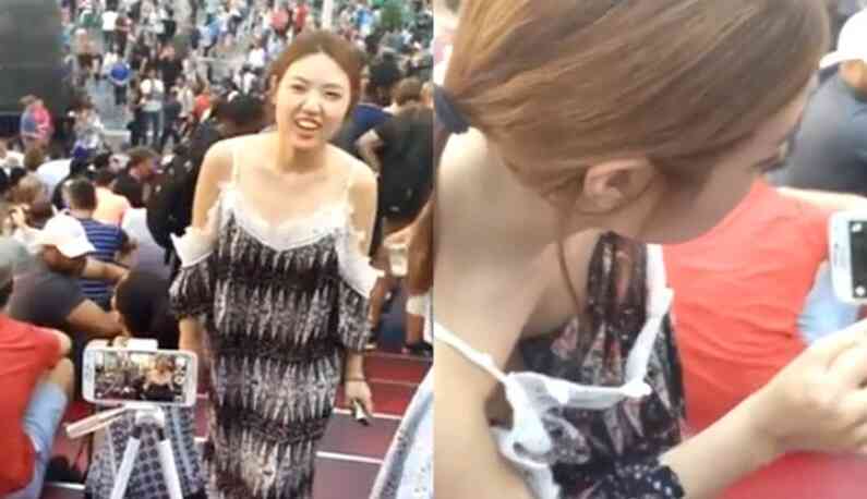 [韓國]  穿洋裝就不穿內衣？長裙妹彎腰露點！後方的民眾拍下「葡萄現形記」：這就是大B小C